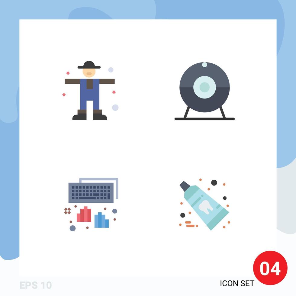 Flat Icon Pack of 4 Universal Symbols of character programming scarecrow devices dental Editable Vector Design Elements