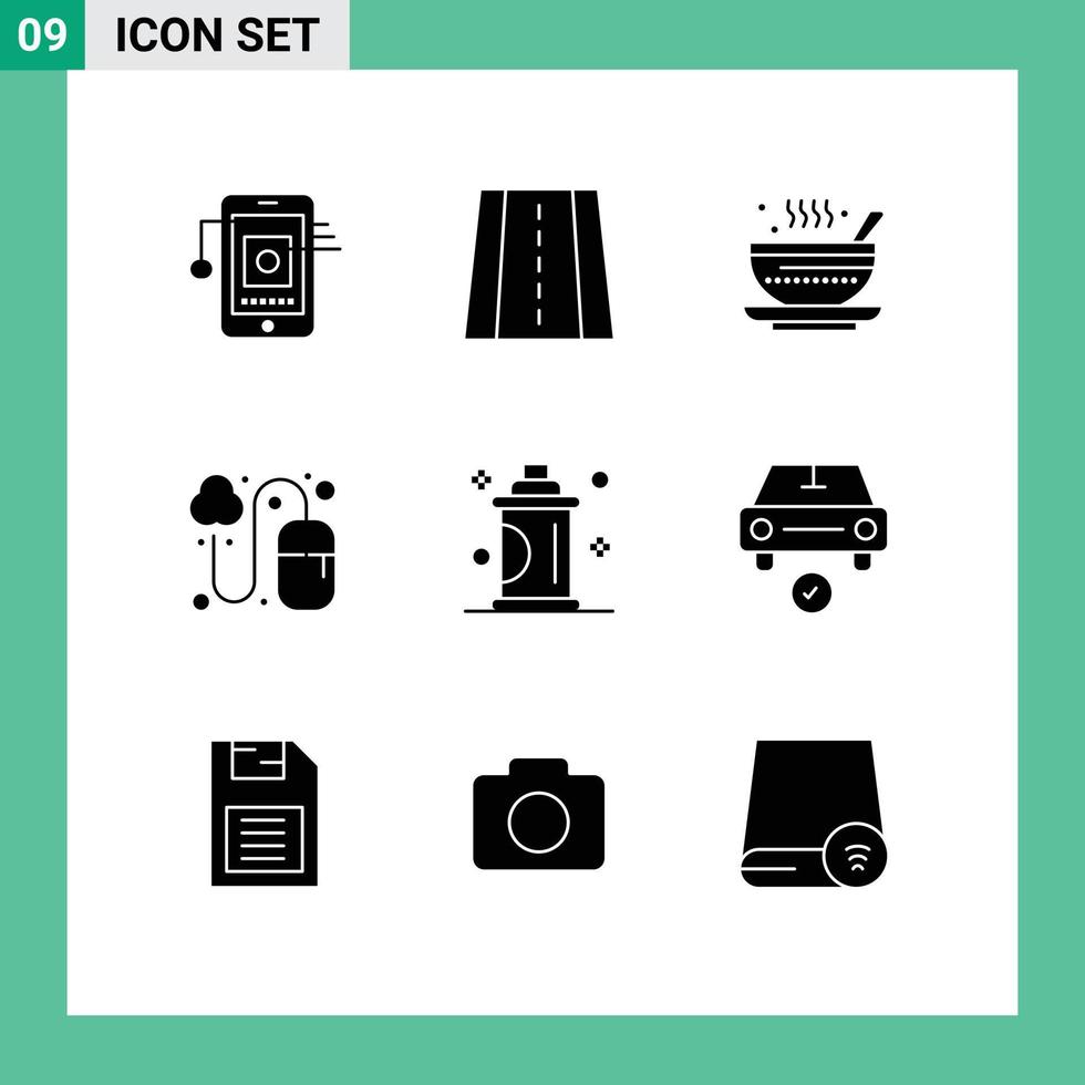 9 Creative Icons Modern Signs and Symbols of grooming grid dish mouse design Editable Vector Design Elements