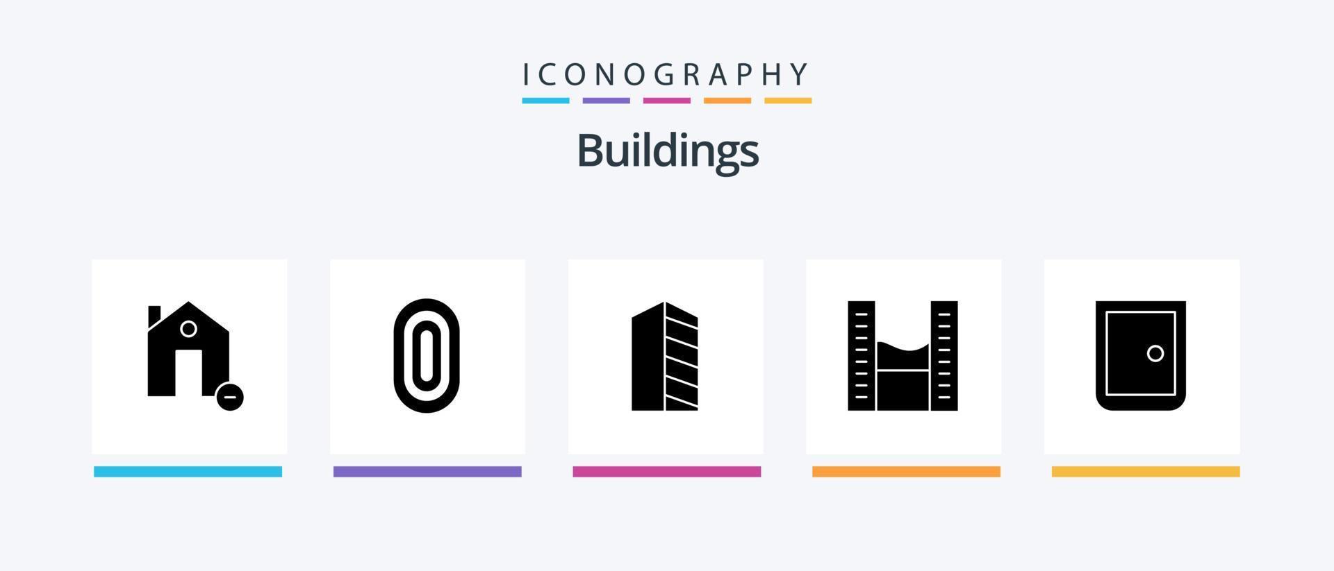 paquete de iconos de glifo 5 de edificios que incluye espacio de oficina. edificios ornamental. bienes raíces. casa. diseño de iconos creativos vector