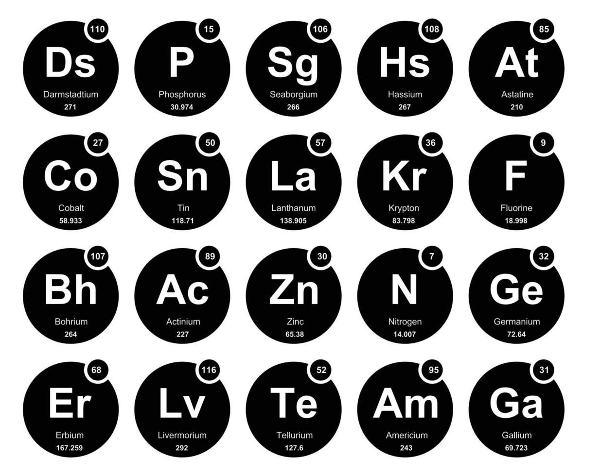 20 Preiodic table of the elements Icon Pack Design vector