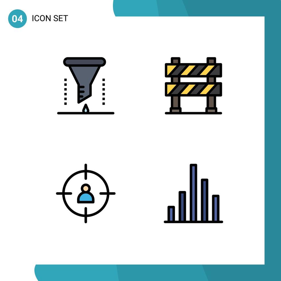 4 Creative Icons Modern Signs and Symbols of chemical analysis under construction filter boundary human Editable Vector Design Elements