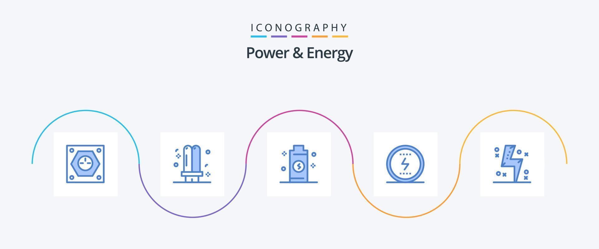 paquete de iconos power and energy blue 5 que incluye seo. Mensajero. fluorescente. energía. energía vector