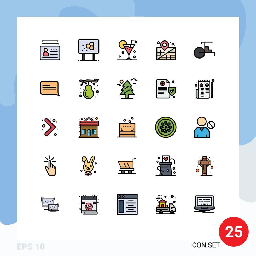 Pack of 25 creative Filled line Flat Colors of management location formula glass cocktail Editable Vector Design Elements