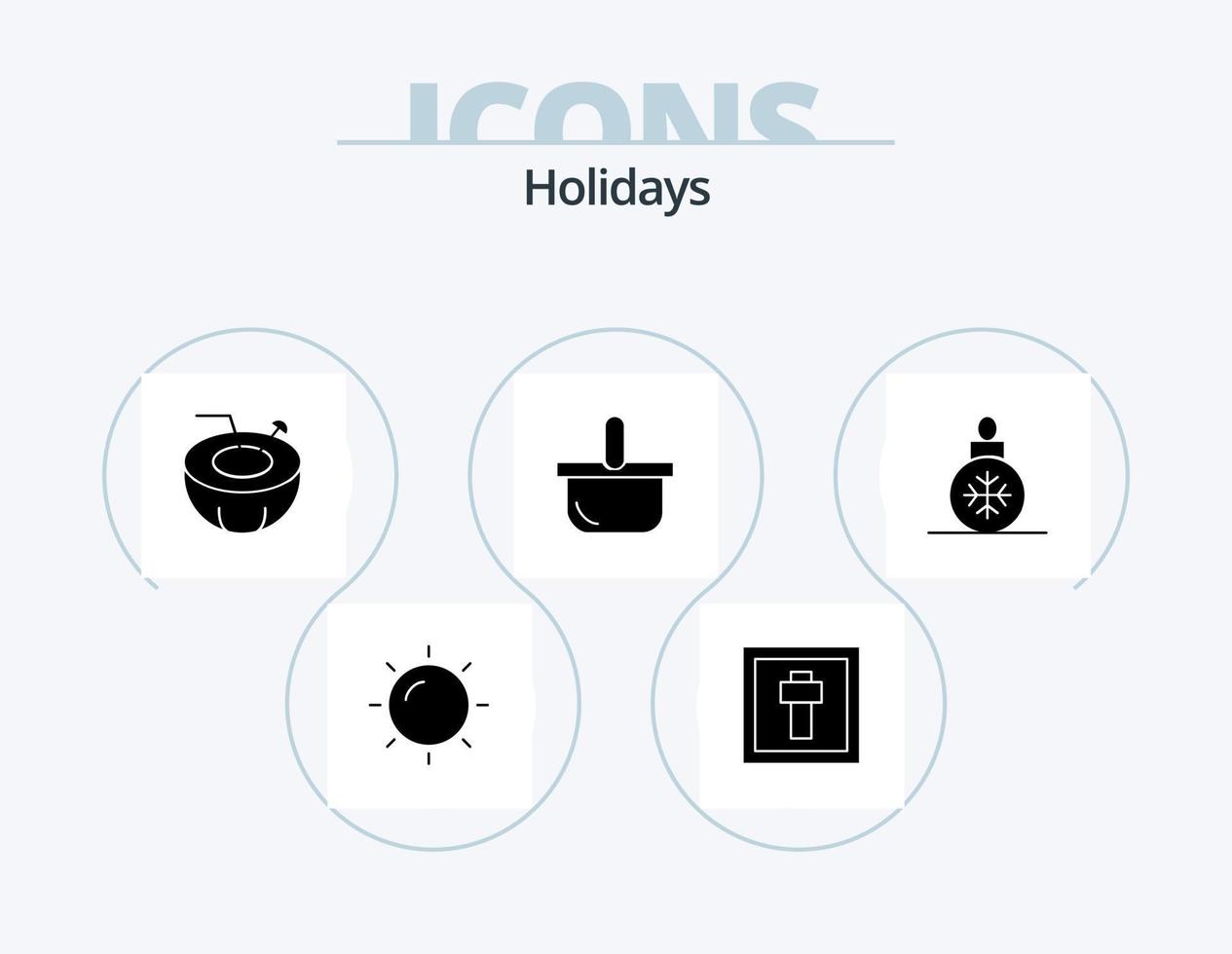 Holidays Glyph Icon Pack 5 Icon Design. christmas. picnic. coconut. holiday. basket vector