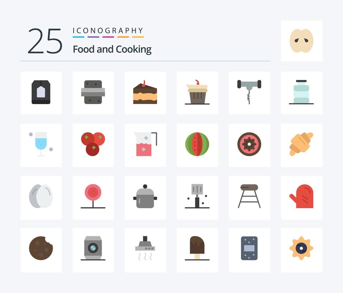 Food 25 Flat Color icon pack including kitchen. done. drink. and. eat vector