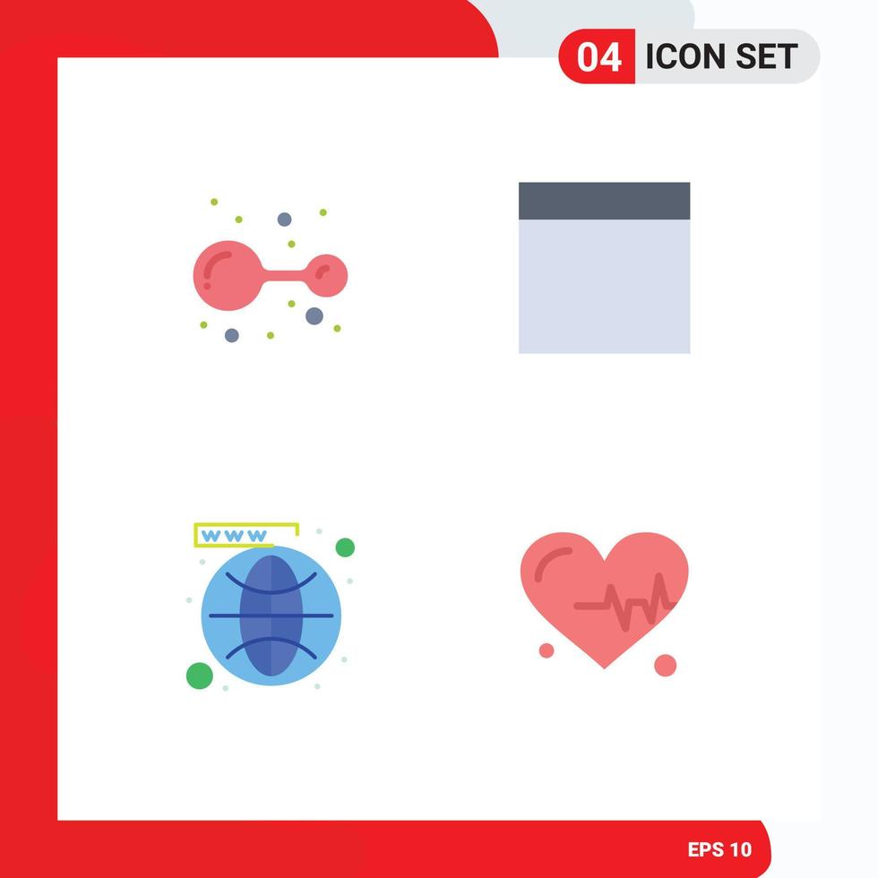 4 Flat Icon concept for Websites Mobile and Apps atoms website lab media heart Editable Vector Design Elements