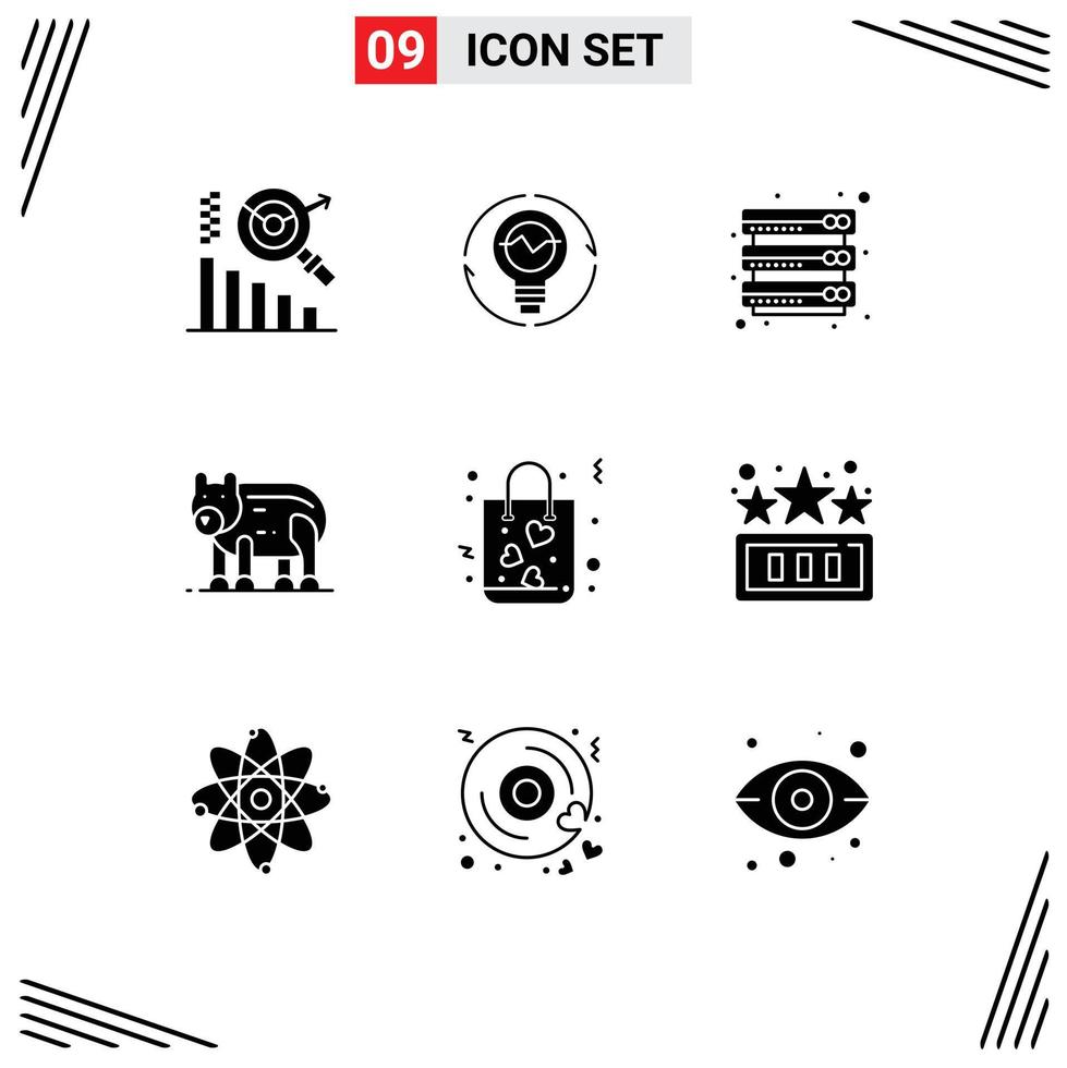Modern Set of 9 Solid Glyphs Pictograph of canada bear light animal files Editable Vector Design Elements