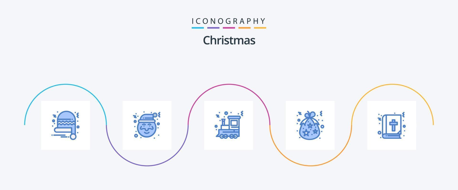 paquete de iconos de Navidad azul 5 que incluye Navidad. Biblia. vacaciones. Días festivos. Navidad vector