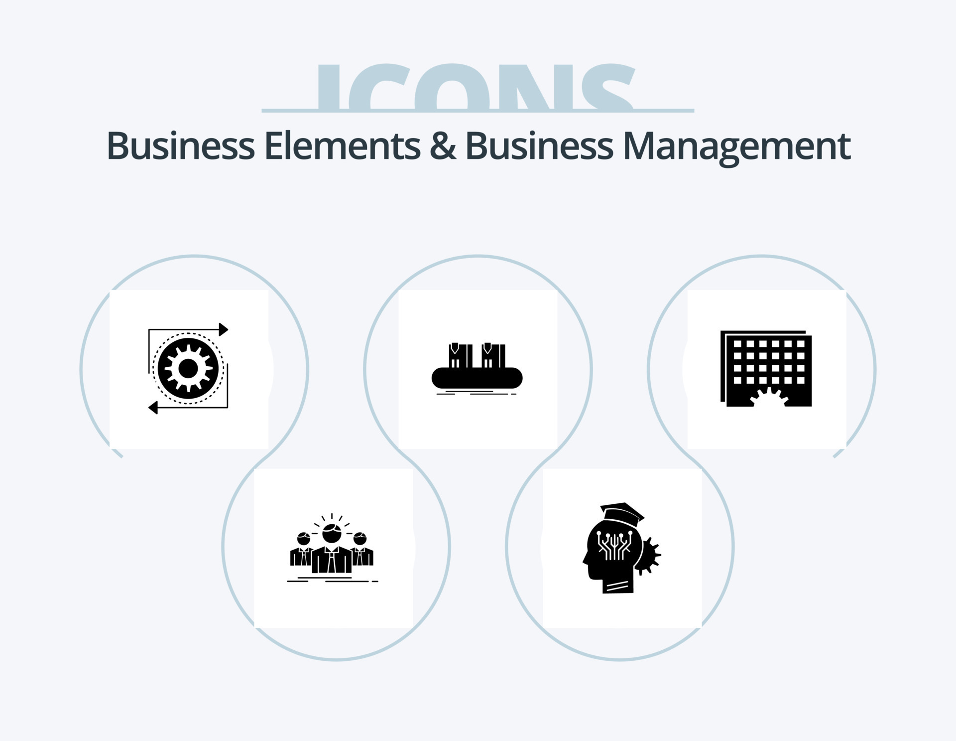 Business Elements And Business Managment Glyph Icon Pack 5 Icon Design ...