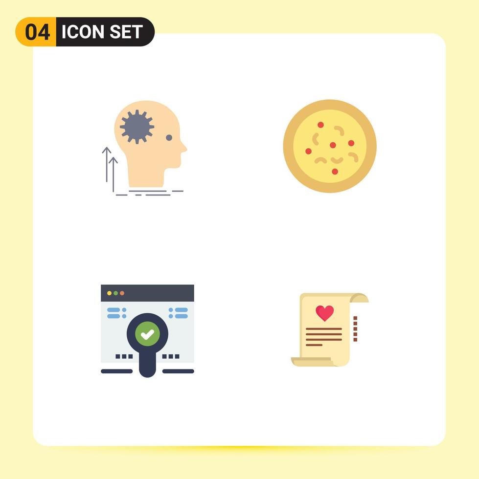 4 Flat Icon concept for Websites Mobile and Apps mind search idea food pack Editable Vector Design Elements