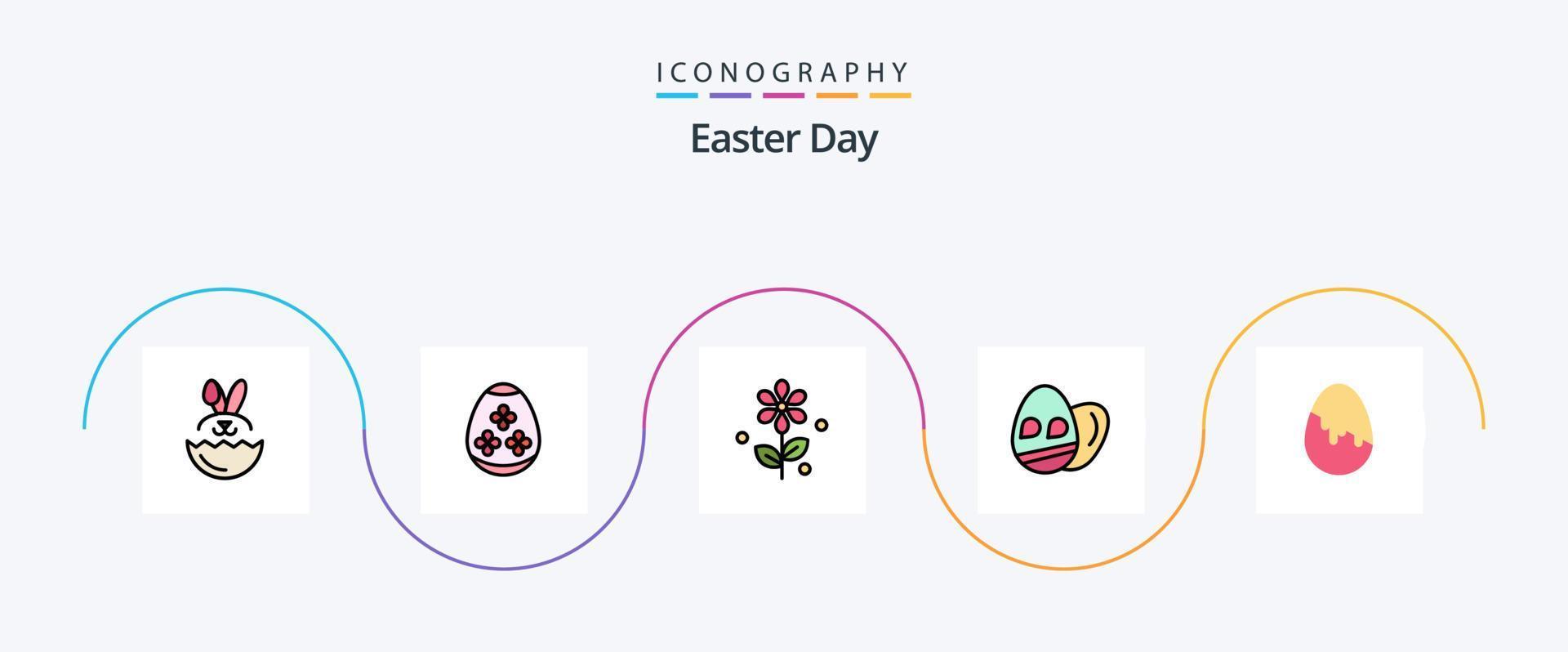 Paquete de 5 iconos planos llenos de línea de Pascua que incluye. el huevo de Pascua. Pascua de Resurrección. Pascua de Resurrección. vacaciones vector