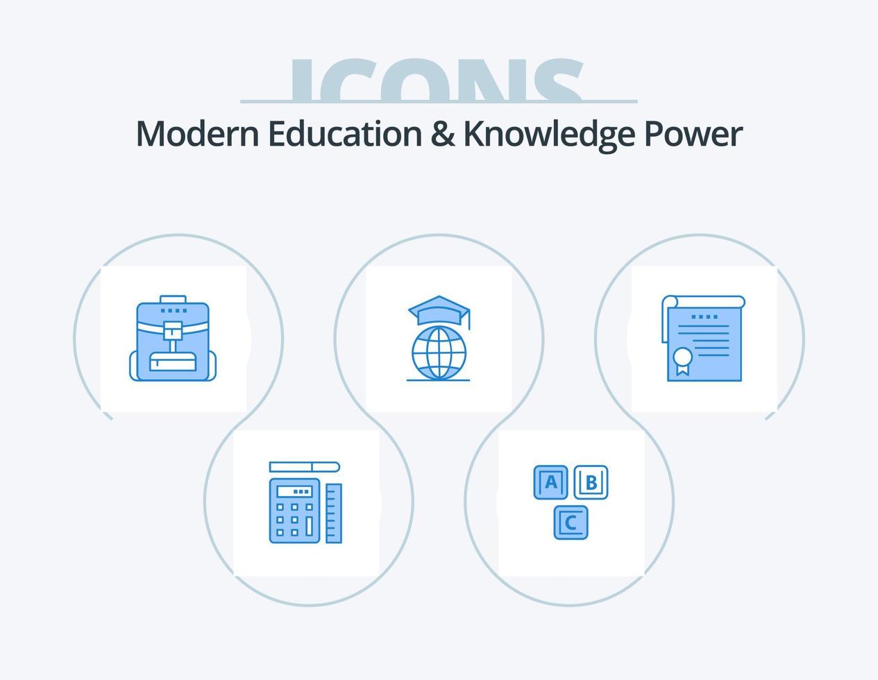 Modern Education And Knowledge Power Blue Icon Pack 5 Icon Design. certificate. online. knowledge. internet. service vector