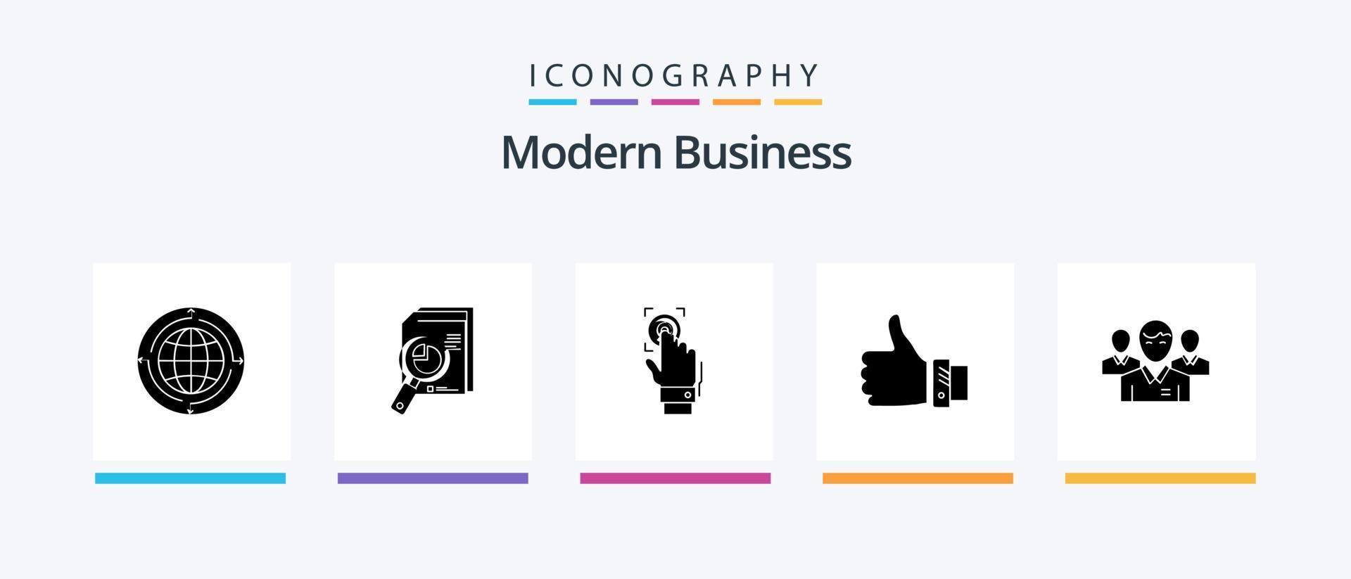 Modern Business Glyph 5 Icon Pack Including scanner. recognition. analytic. identity. graph. Creative Icons Design vector