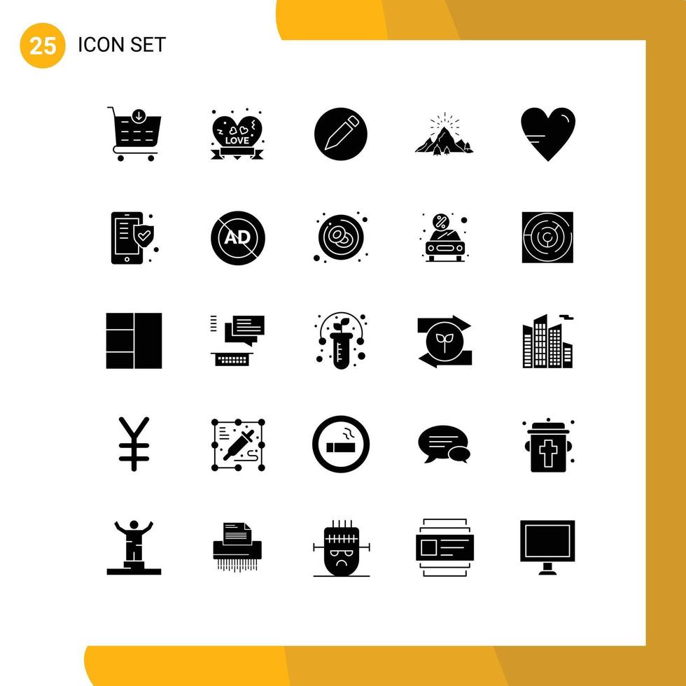 Stock Vector Icon Pack of 25 Line Signs and Symbols for study heart pencil fireworks nature Editable Vector Design Elements