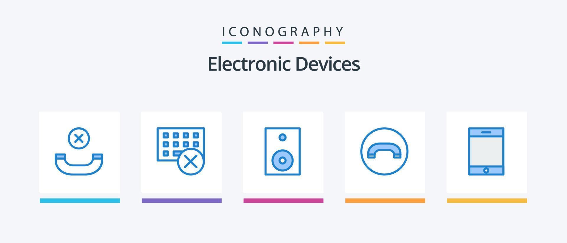 Devices Blue 5 Icon Pack Including ipad. hang up. devices. handset. technology. Creative Icons Design vector