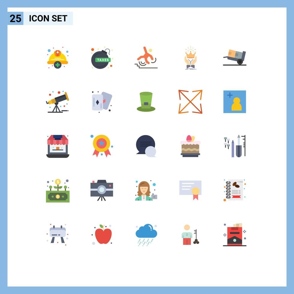 Universal Icon Symbols Group of 25 Modern Flat Colors of market honor tax crown failure Editable Vector Design Elements