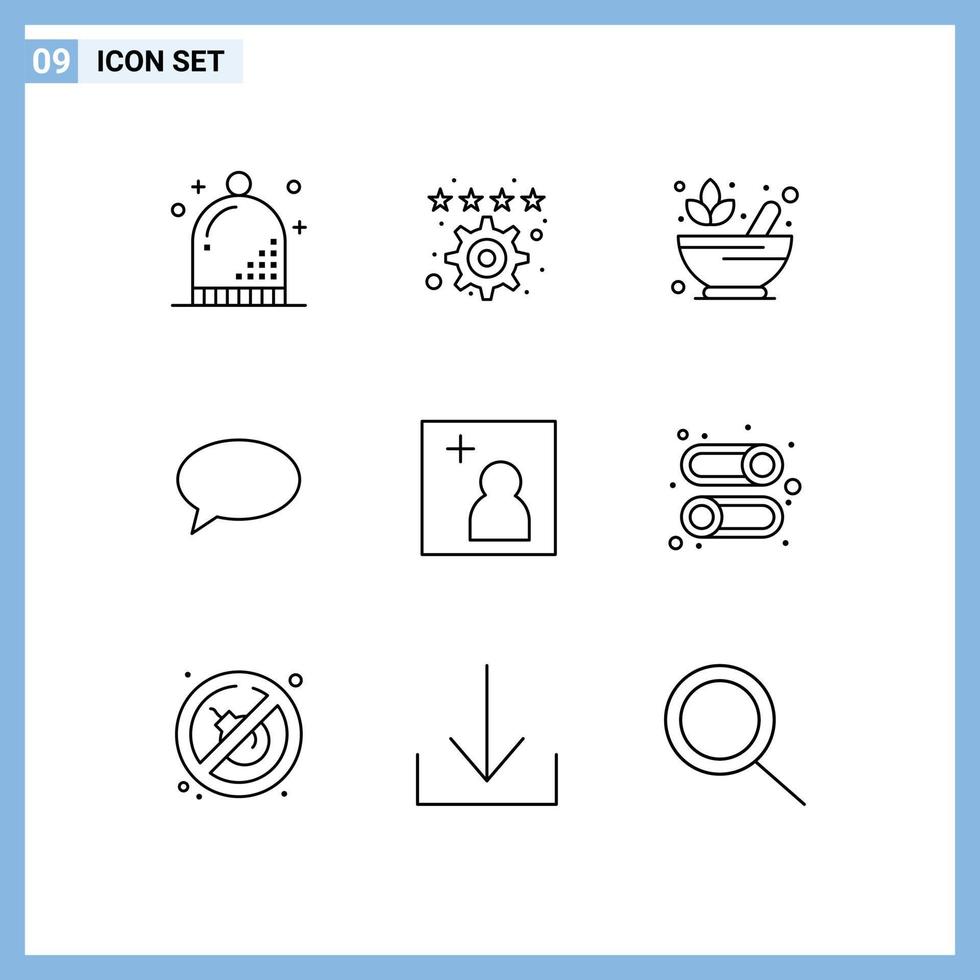 Set of 9 Vector Outlines on Grid for camera massege settings chating lotus Editable Vector Design Elements