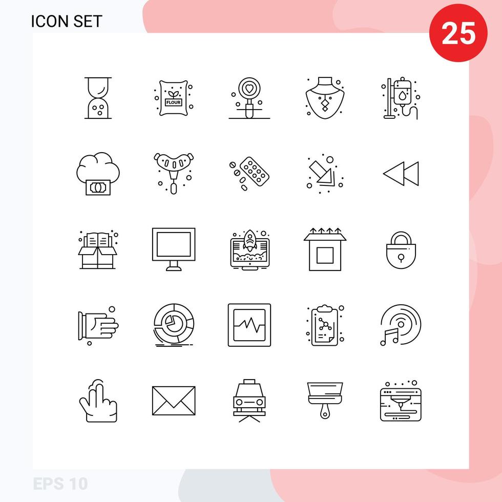 25 iconos creativos signos y símbolos modernos de joyería por goteo fecha gema boda elementos de diseño vectorial editables vector