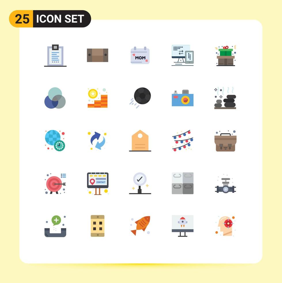 Modern Set of 25 Flat Colors Pictograph of christmas mobile home appliances monitor love Editable Vector Design Elements