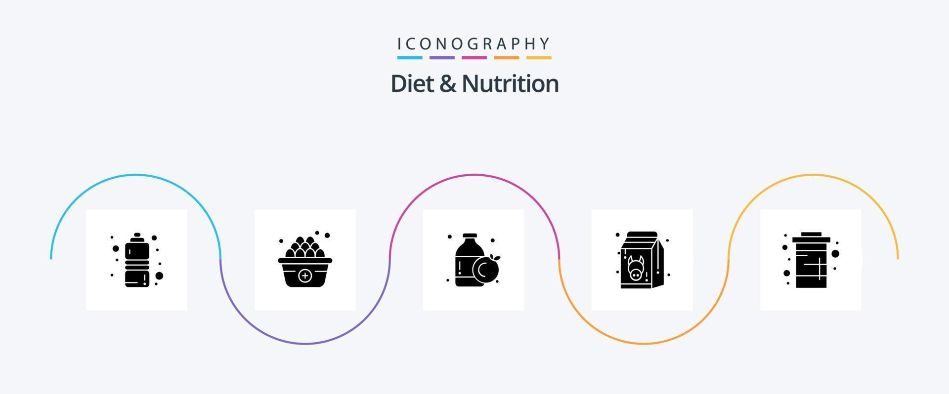 paquete de iconos de glifo 5 de dieta y nutrición que incluye bebida. Coca. naranja. Leche. nuevo vector