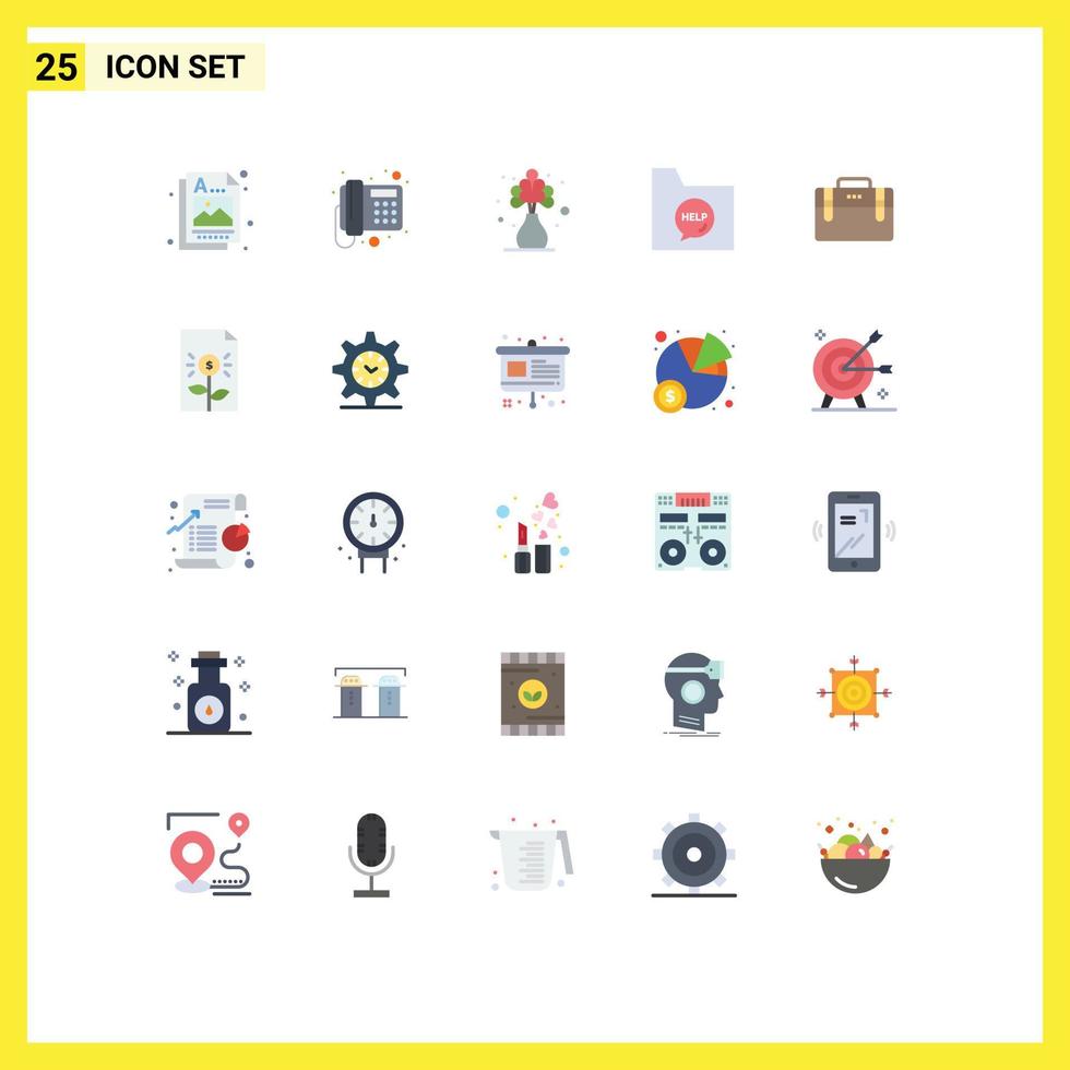 Pack of 25 Modern Flat Colors Signs and Symbols for Web Print Media such as bag file home document communication Editable Vector Design Elements