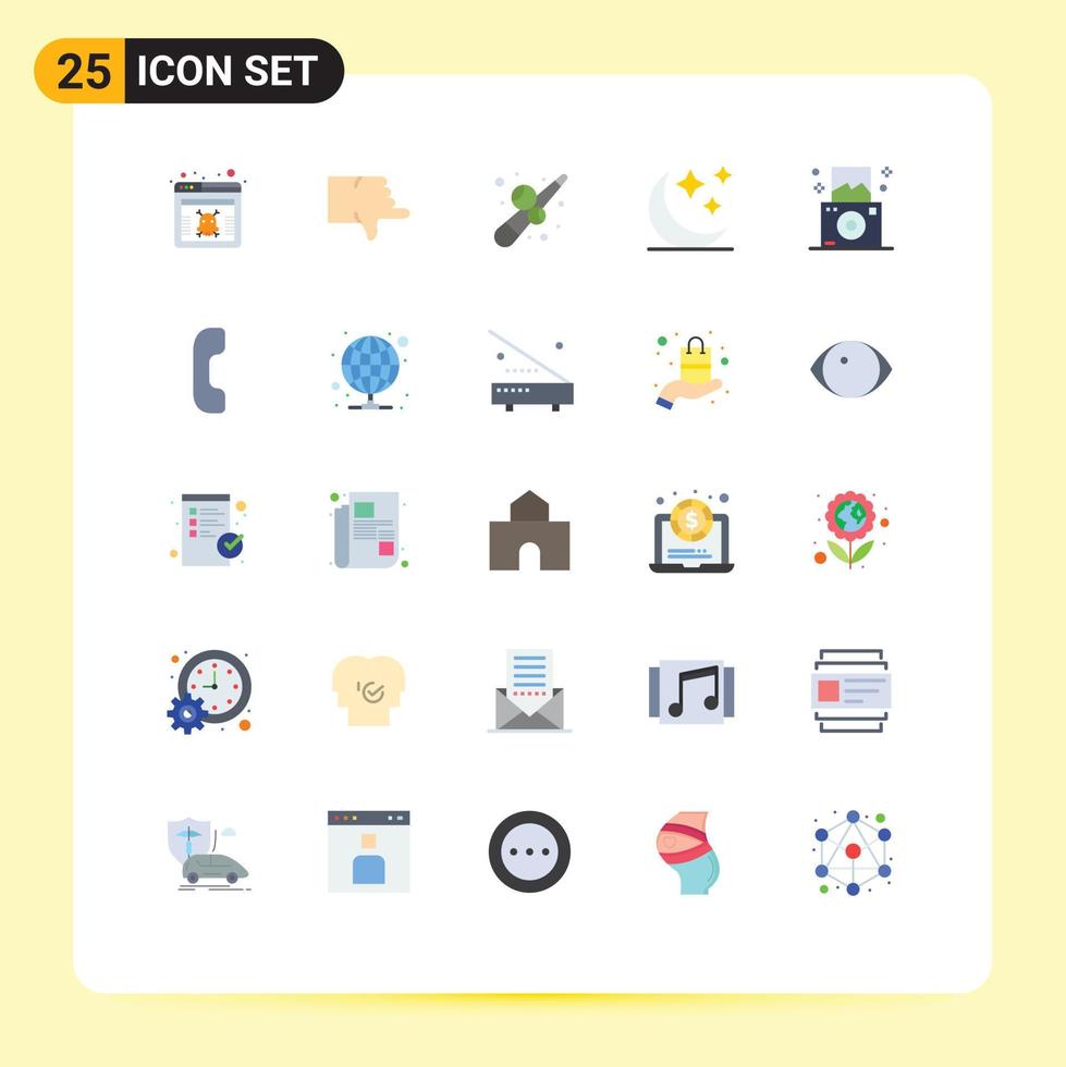 paquete de iconos vectoriales de stock de 25 signos y símbolos de línea para cámara de viaje billar noche media luna elementos de diseño vectorial editables vector