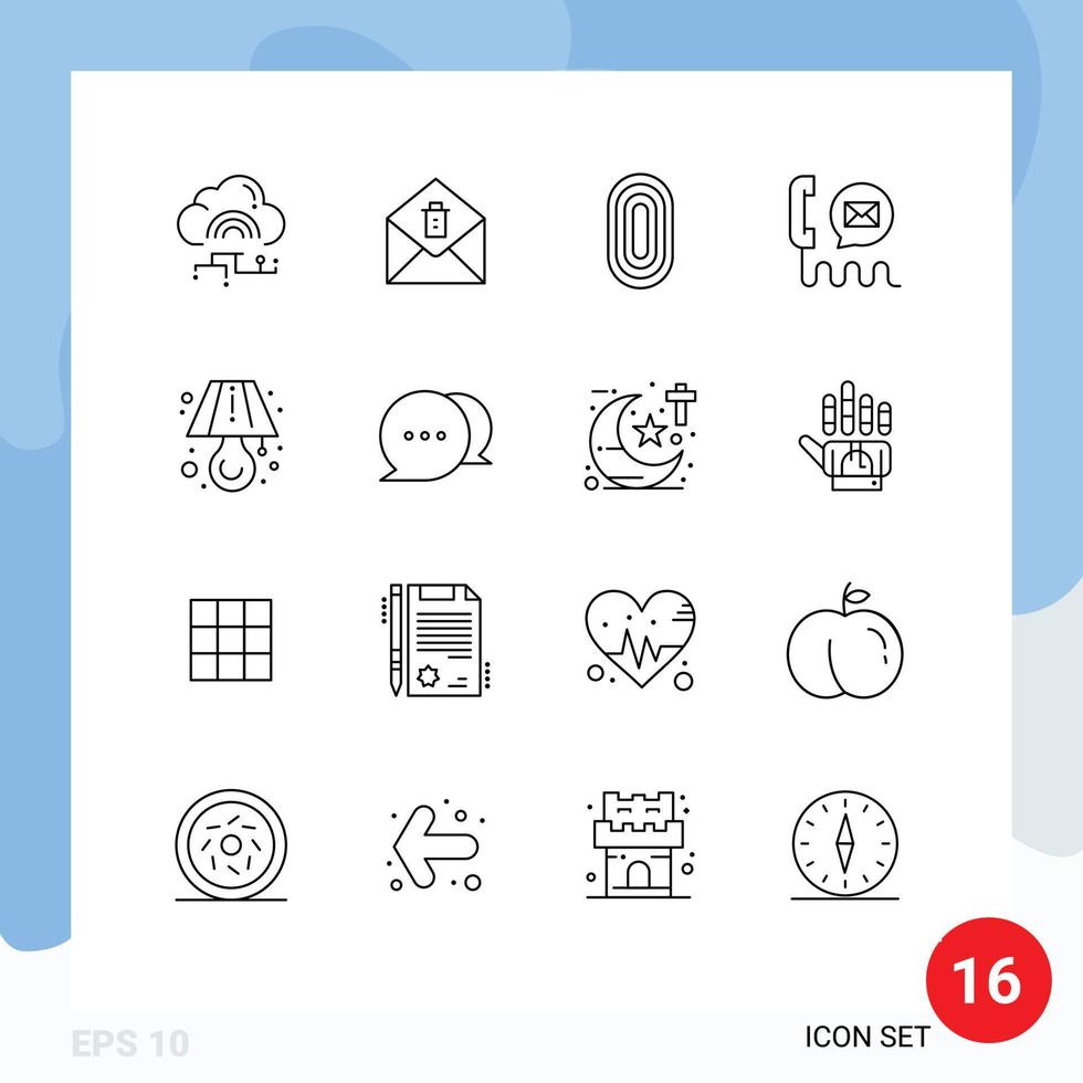 Mobile Interface Outline Set of 16 Pictograms of mail email adornment contact rug Editable Vector Design Elements
