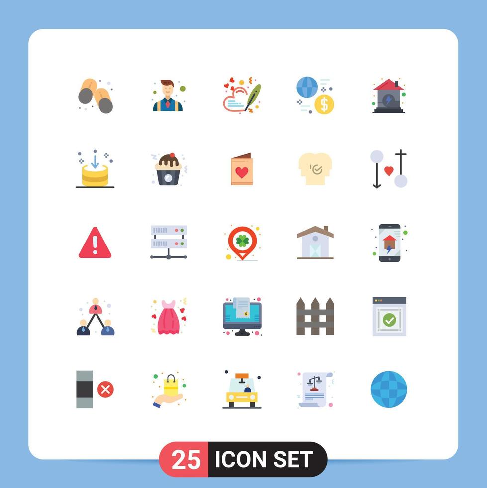 25 Flat Color concept for Websites Mobile and Apps energy money heart global currency Editable Vector Design Elements
