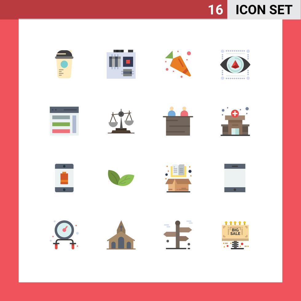 conjunto de 16 iconos de interfaz de usuario modernos signos de símbolos para la comunicación correcta gadget de impresora de zanahoria paquete editable de elementos de diseño de vectores creativos