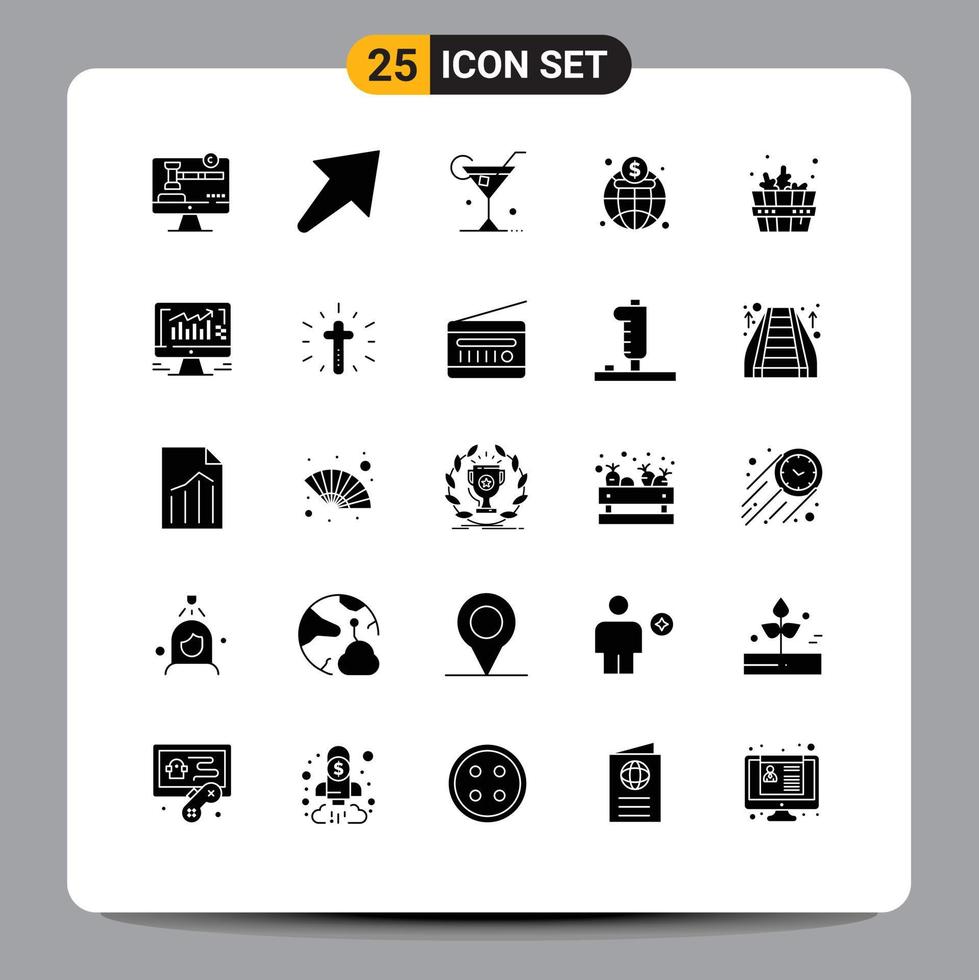 paquete de iconos de vector de stock de 25 signos y símbolos de línea para elementos de diseño de vector editable global de finanzas de bebida de casa de baños de spa