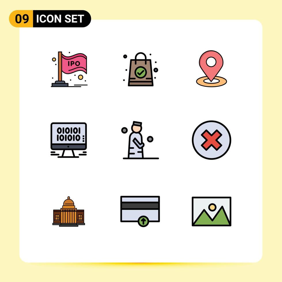 Stock Vector Icon Pack of 9 Line Signs and Symbols for man web location management data Editable Vector Design Elements