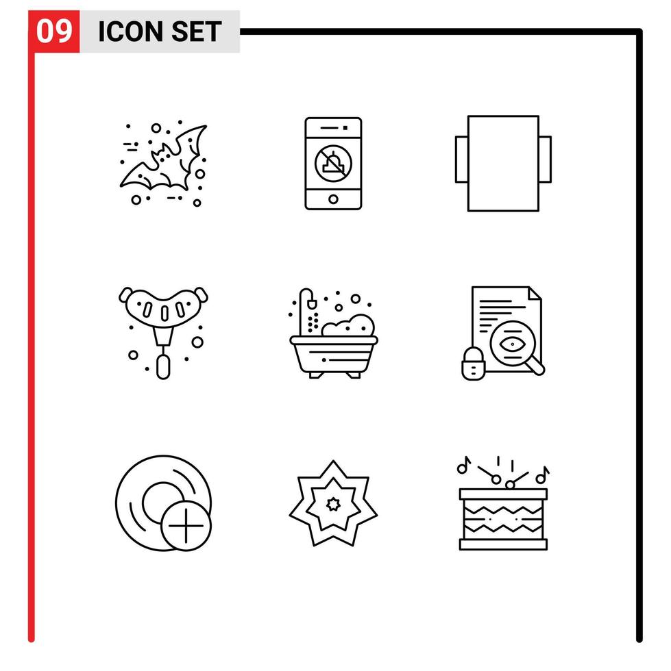 9 User Interface Outline Pack of modern Signs and Symbols of file living layout home grill Editable Vector Design Elements