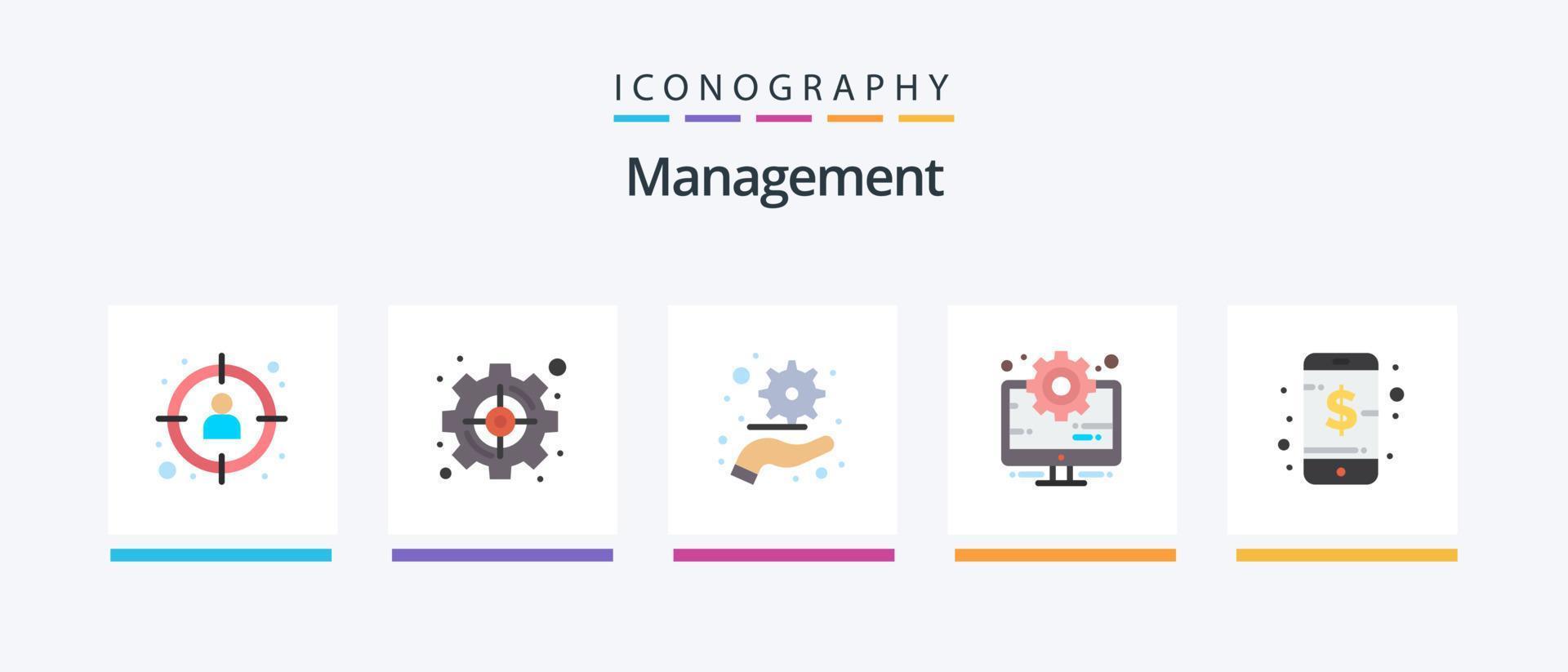 Management Flat 5 Icon Pack Including business. management. strategic. computer. plan. Creative Icons Design vector