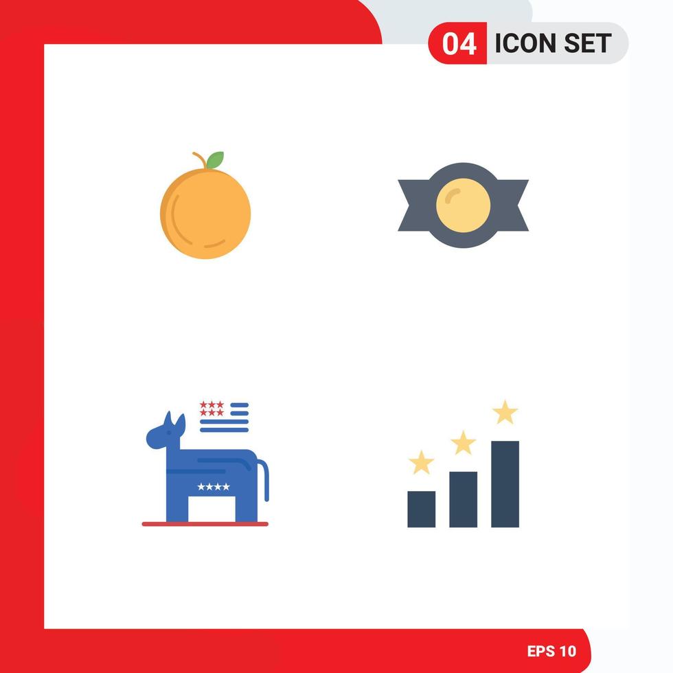 4 Thematic Vector Flat Icons and Editable Symbols of apple symbol bonbon donkey position Editable Vector Design Elements