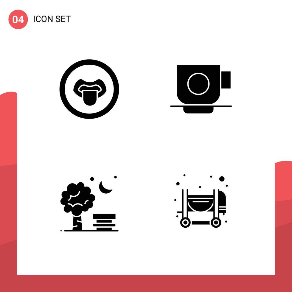 4 Thematic Vector Solid Glyphs and Editable Symbols of biology chair science cup spring Editable Vector Design Elements