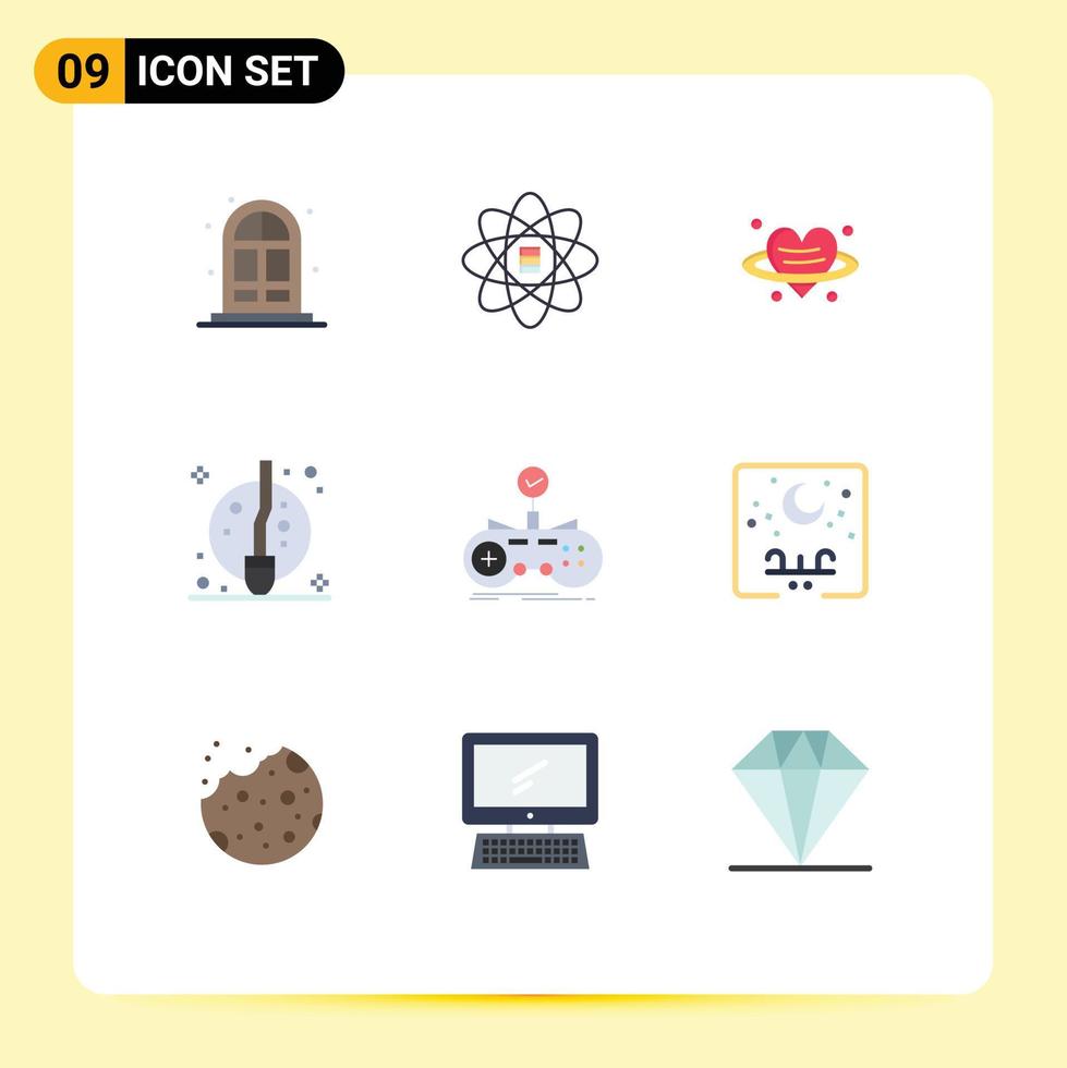 9 Creative Icons Modern Signs and Symbols of game check love witch fly Editable Vector Design Elements