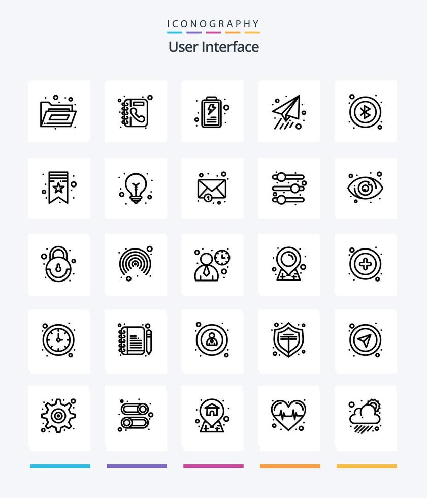 Creative User Interface 25 OutLine icon pack  Such As star. user. interface. interface. plane vector