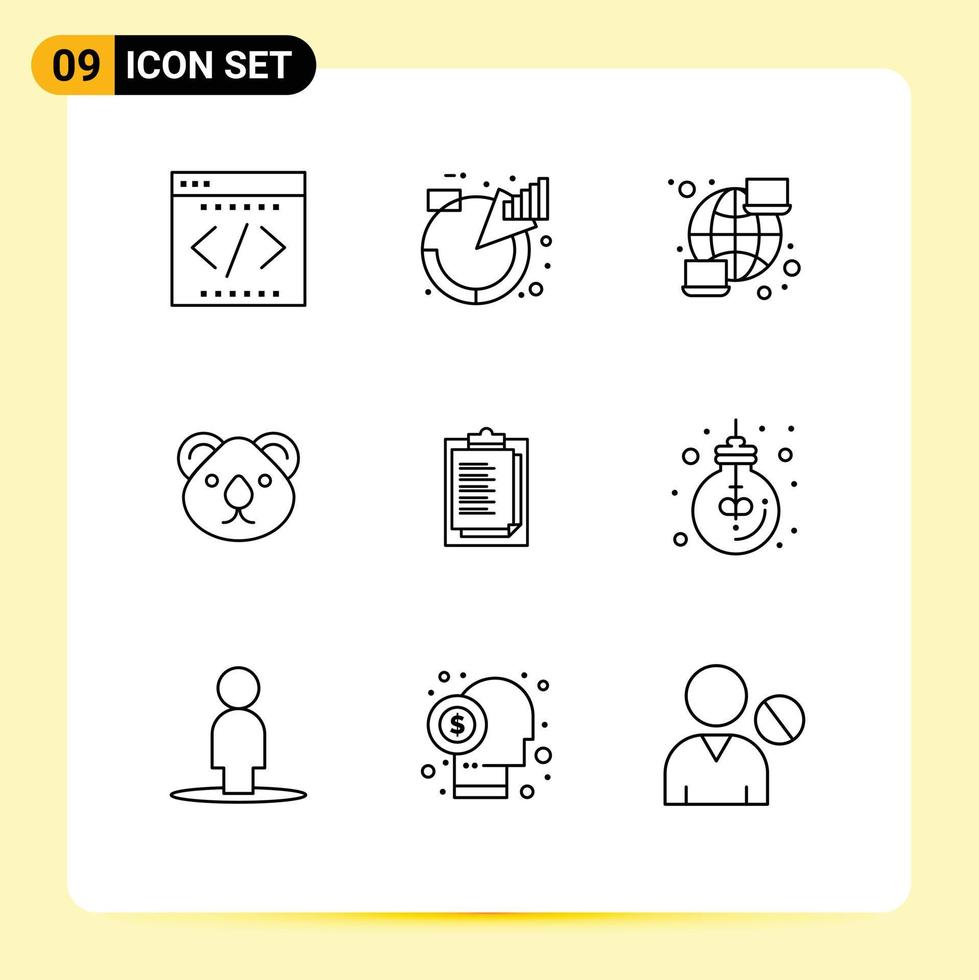 Universal Icon Symbols Group of 9 Modern Outlines of kangaroo australia management animal network Editable Vector Design Elements