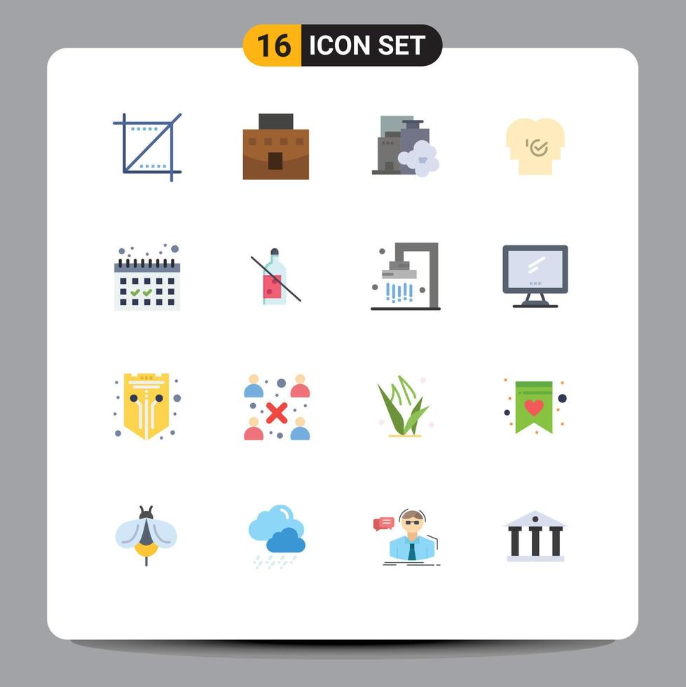 16 Flat Color concept for Websites Mobile and Apps calendar resources factory modern business Editable Pack of Creative Vector Design Elements