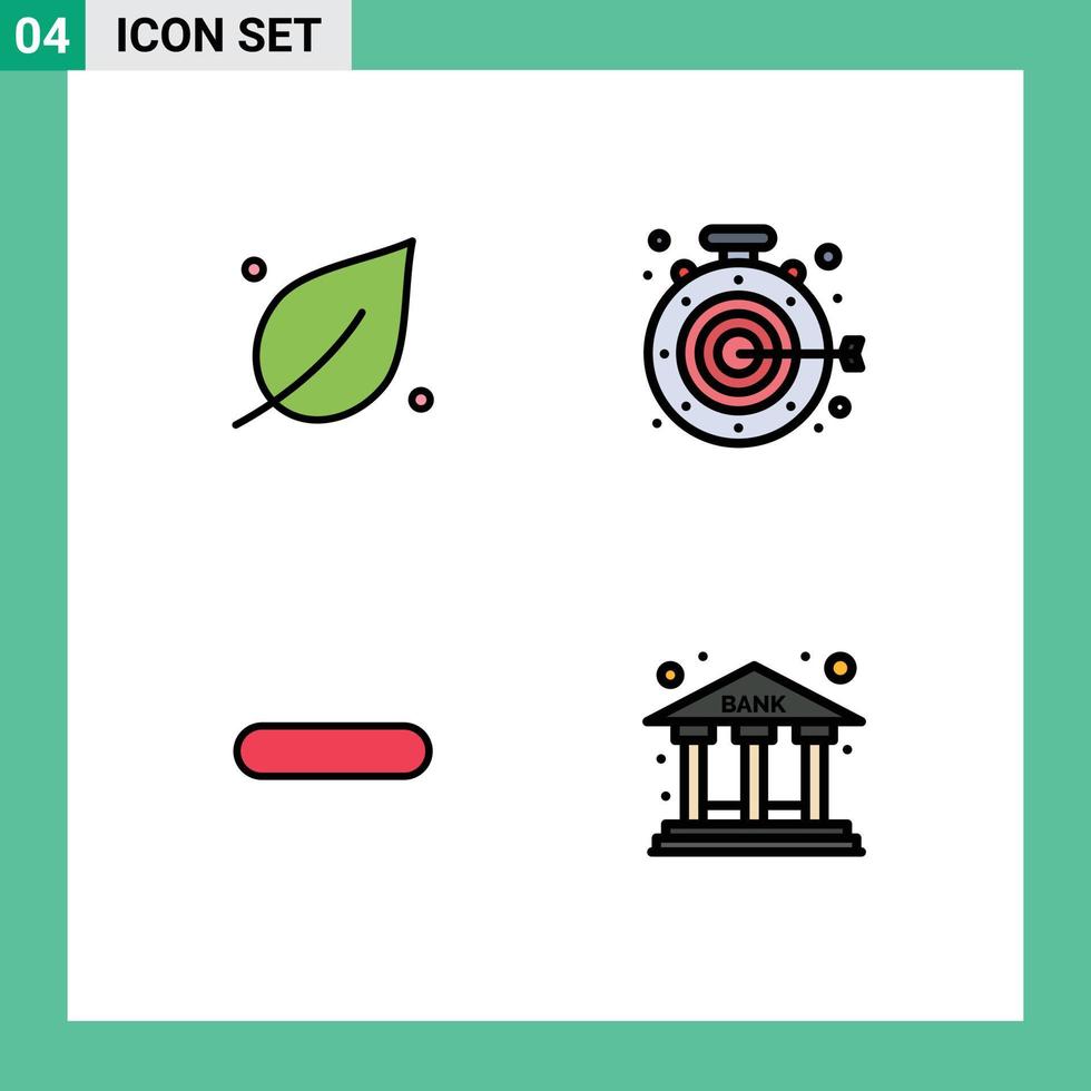 Pictogram Set of 4 Simple Filledline Flat Colors of ecology less spring aim remove Editable Vector Design Elements