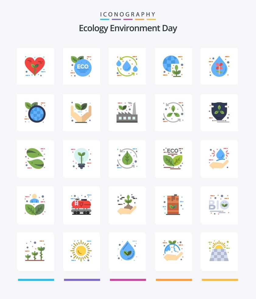 Creative Ecology 25 Flat icon pack  Such As energy. green. drop. earth. water vector