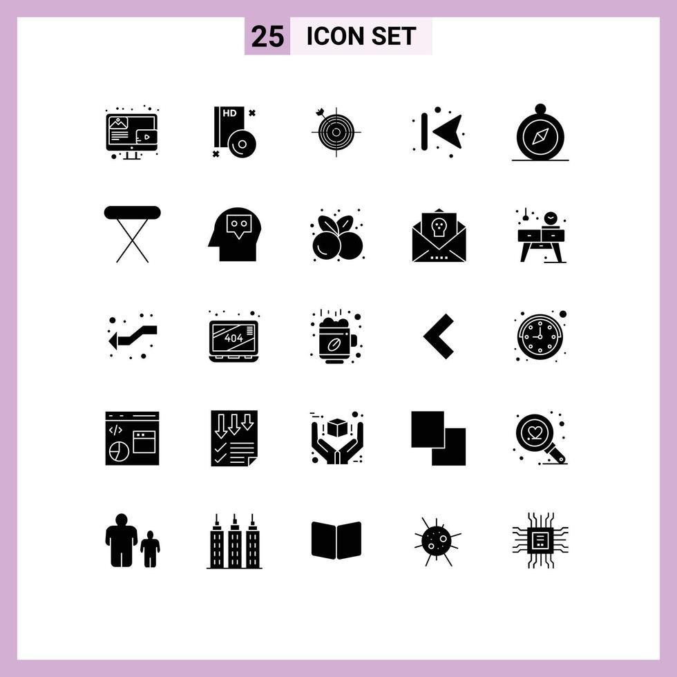 Set of 25 Modern UI Icons Symbols Signs for left forward dvd arrows arrow Editable Vector Design Elements