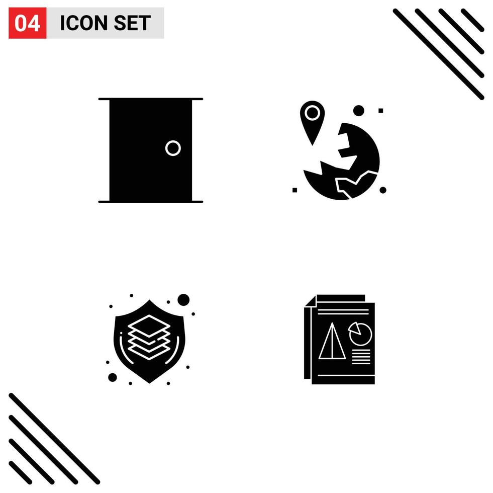 Modern Set of 4 Solid Glyphs and symbols such as buildings navigation home location design Editable Vector Design Elements