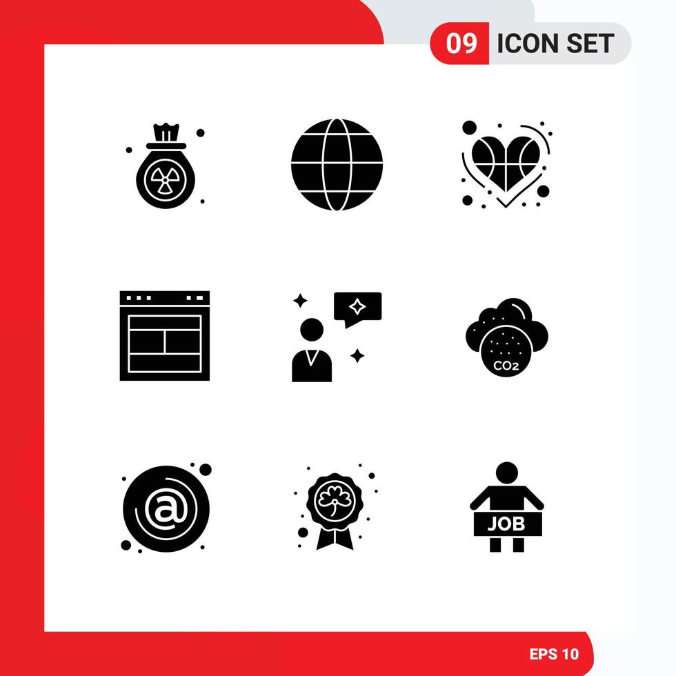 9 Thematic Vector Solid Glyphs and Editable Symbols of man chat web basketball site design Editable Vector Design Elements