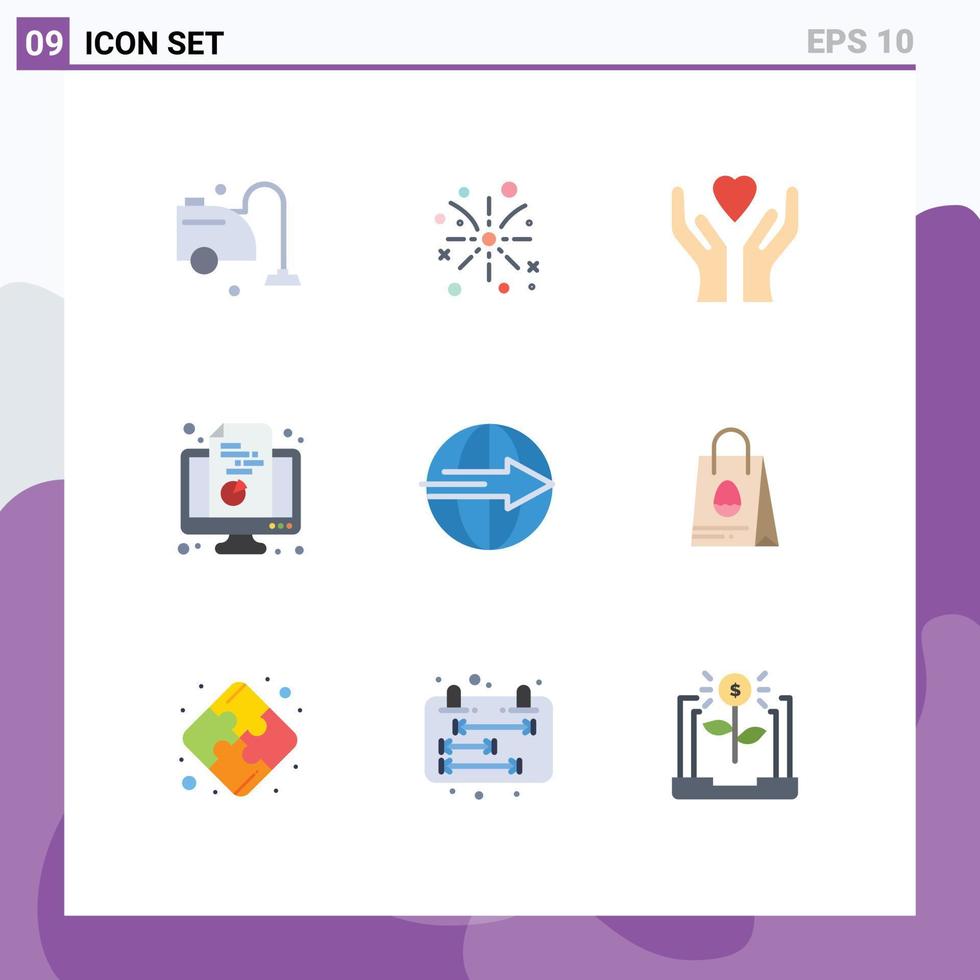 Set of 9 Modern UI Icons Symbols Signs for delivery document care pie computer Editable Vector Design Elements