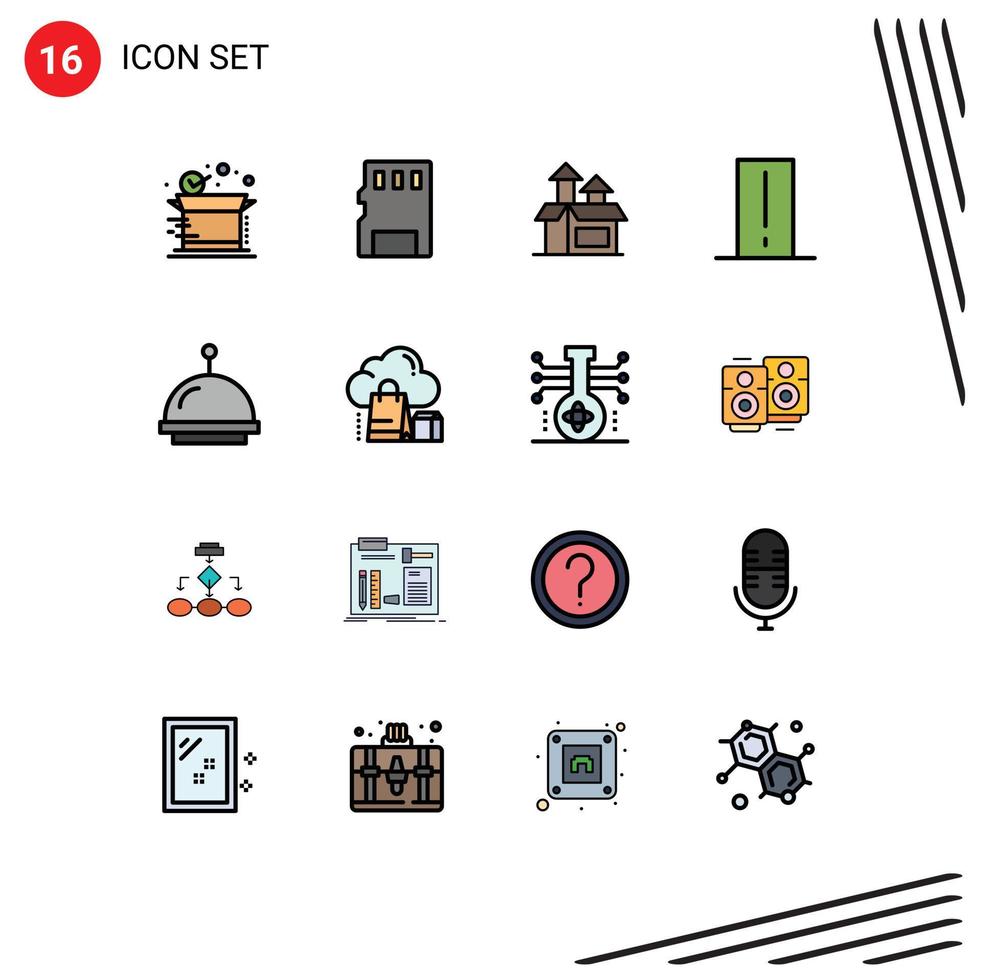 16 User Interface Flat Color Filled Line Pack of modern Signs and Symbols of alarm gadget management electronics biology meter Editable Creative Vector Design Elements