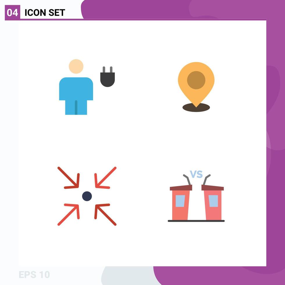 Modern Set of 4 Flat Icons and symbols such as avatar pin human map point Editable Vector Design Elements