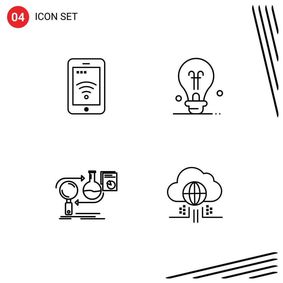 Set of 4 Modern UI Icons Symbols Signs for mobile develop wifi idea market Editable Vector Design Elements