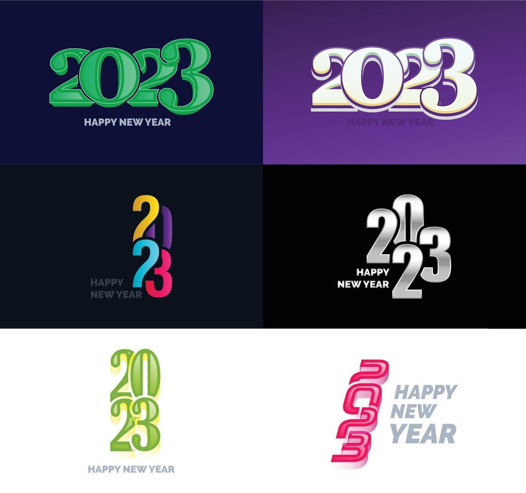 gran conjunto de 2023 feliz año nuevo diseño de texto de logotipo plantilla de diseño de número 2023 vector