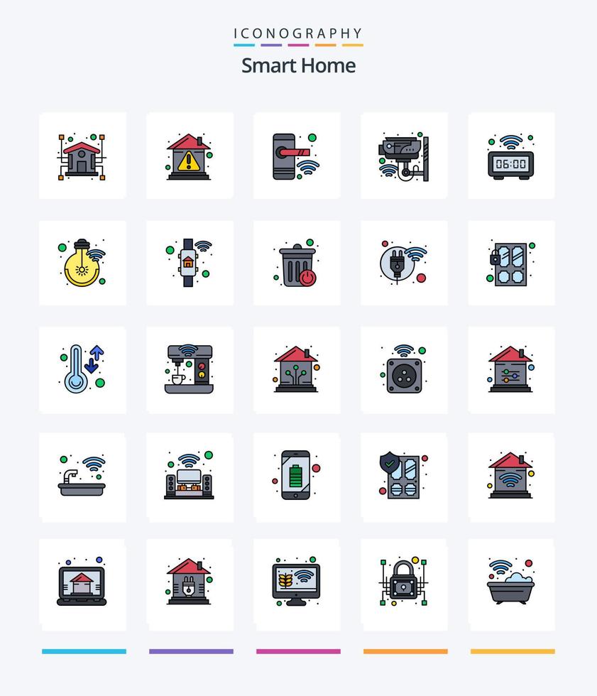 Creative Smart Home 25 Line FIlled icon pack  Such As surveillance. security. property. home. smart vector